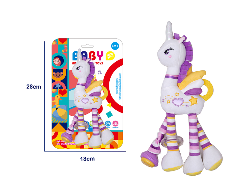 Baby Cartoon Animal Unicorn Rattle Hanging Plush Toy - White