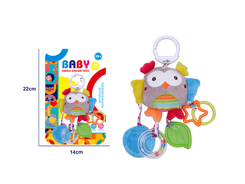 Cartoon Animal Teether Rattle Baby Bed & Stroller Hanging Plush Toy - Owl