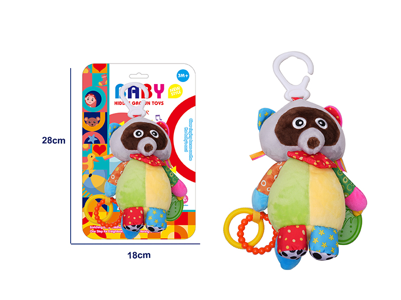 Cartoon Animal Rattle Baby Bed & Stroller Hanging Plush Toy With Music