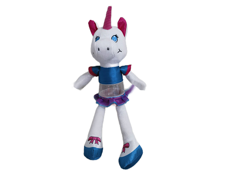 Plush Unicorn Doll(Transparent Body,Can Hold Sugar, Can Stored)