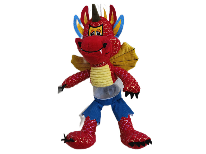 Plush Fire Dragon Doll(Transparent Body,Can Hold Sugar, Can Stored)
