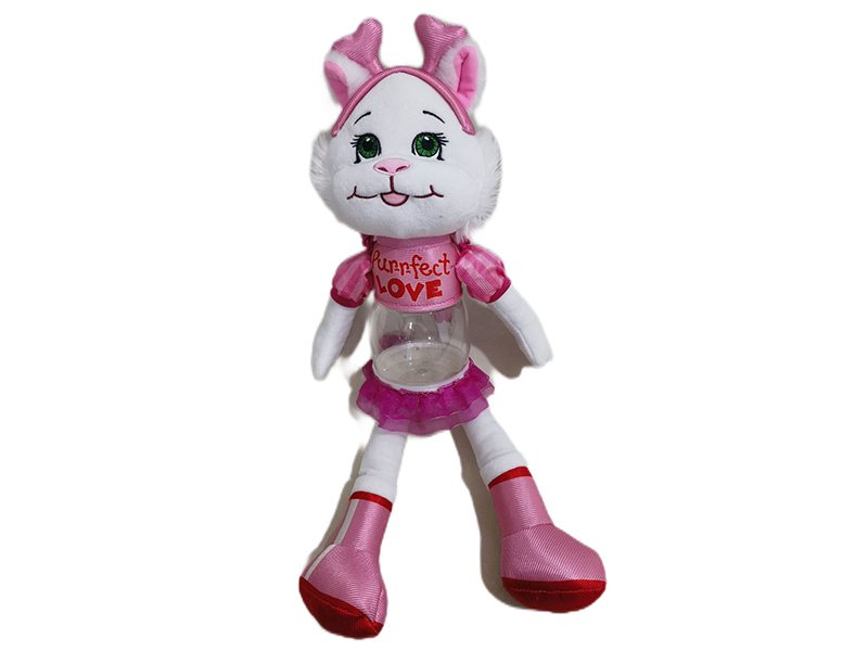 Plush Pink Bunny Doll(Transparent Body,Can Hold Sugar, Can Stored)