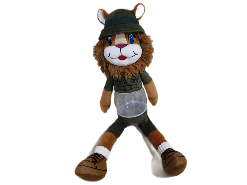 Plush Lion Doll(Transparent Body,Can Hold Sugar, Can Stored)