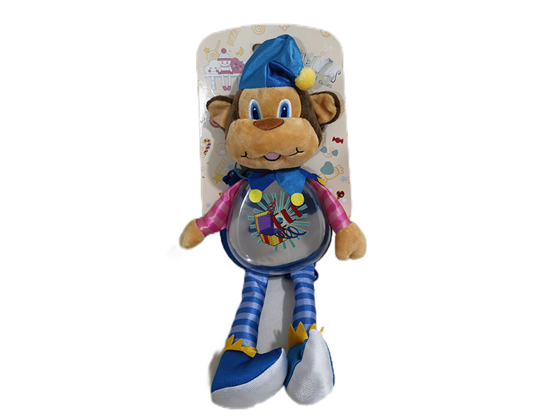 Plush Clown Monkey Backpack Doll(Transparent Body,Can Hold Sugar, Can Stored)