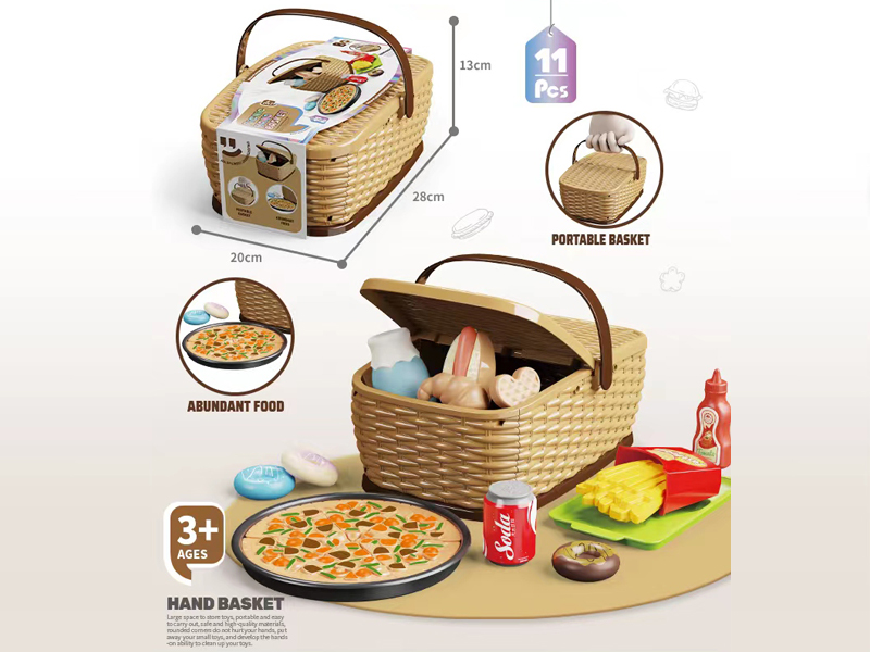 11PCS Picnic Pizza Basket Toy Set