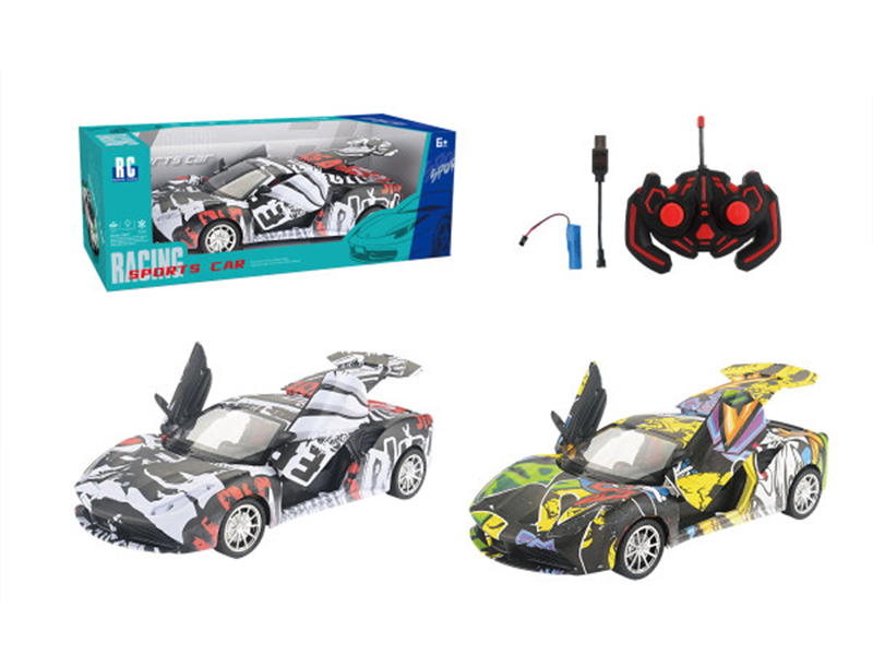 5-Channel Graffiti Ferrari One Key To Open 3 Doors Remote Control Car(1:16)