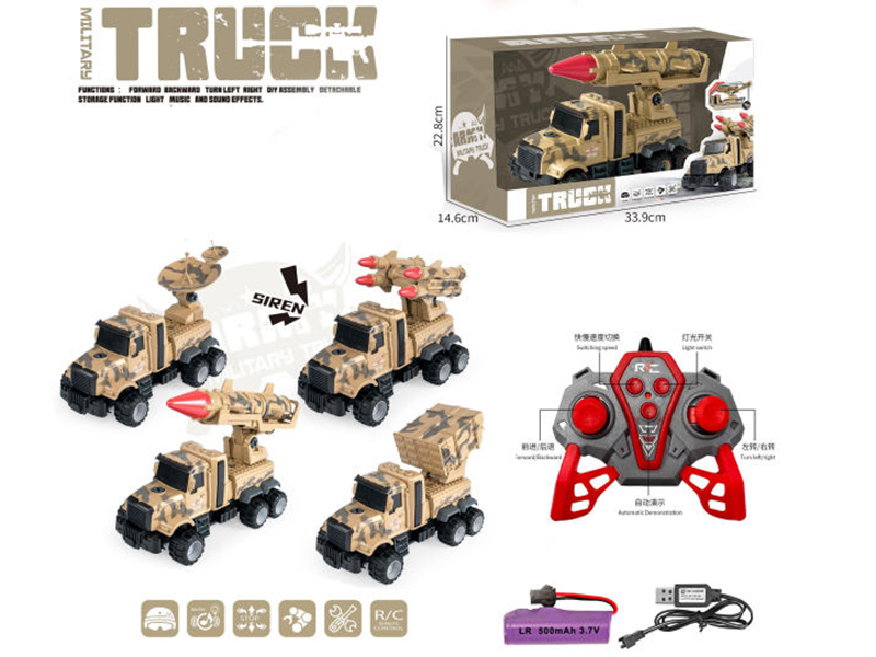 2.4G Remote Control Military Truck With Lights And Music(Included Batteries)