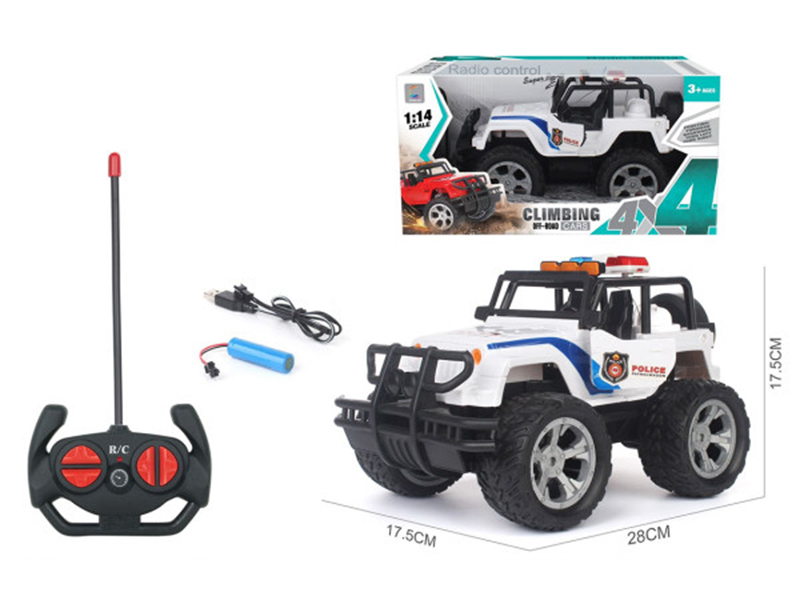 1:14 4-Channel Remote Control Off-Road Jeep Open Door Car(Police Car)