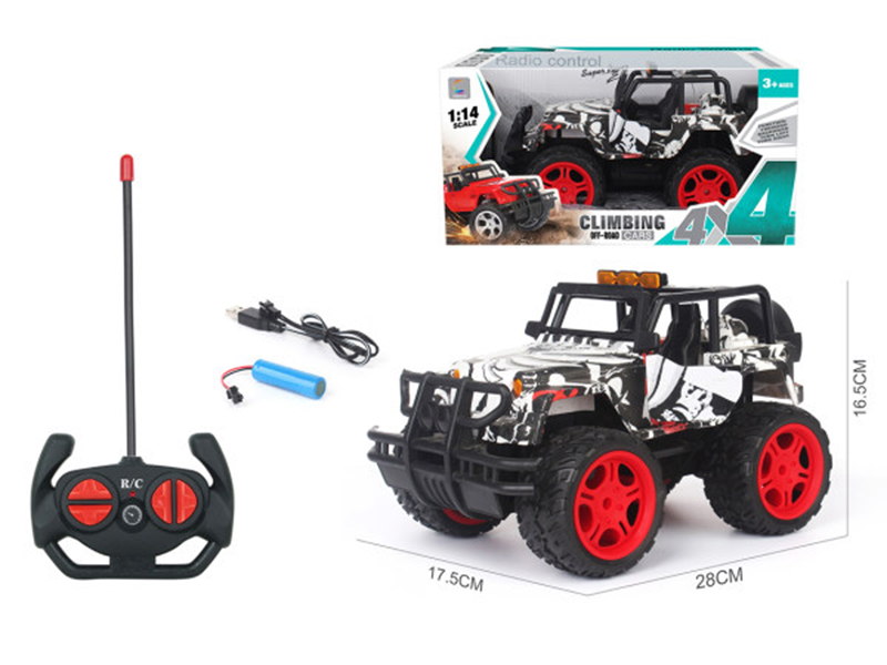 1:14 4-Channel Remote Control Graffiti Off-Road Jeep Open Door Car