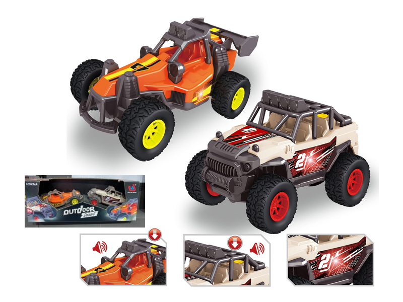 2PCS Pull Back Off-Road Vehicle With Sound And Light