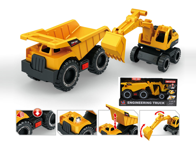 Engineering Set：Tipper Truck+Excavator With Sound And Light