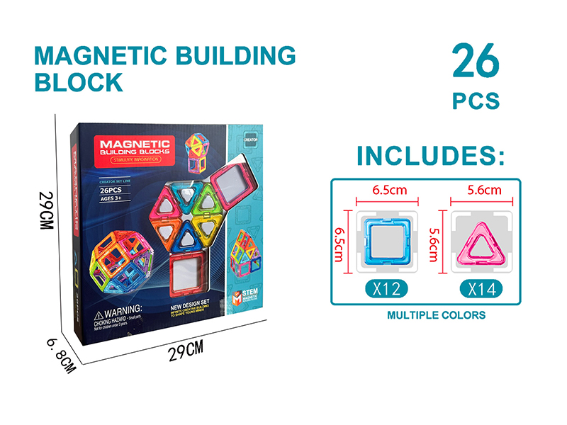 Transparent Magnetic Building Block Set 26PCS