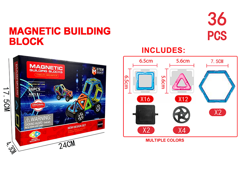 Transparent Magnetic Building Block Set 36PCS