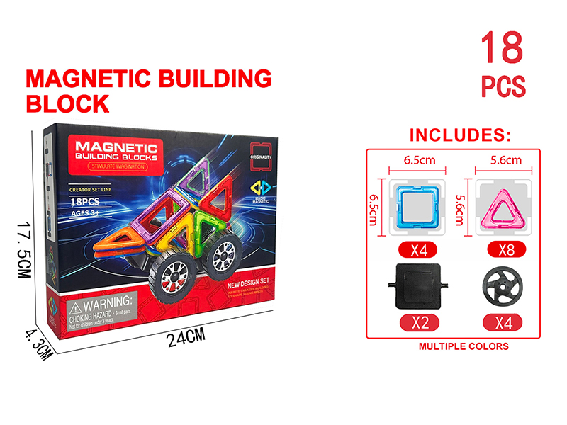 Transparent Magnetic Building Block Set 18PCS