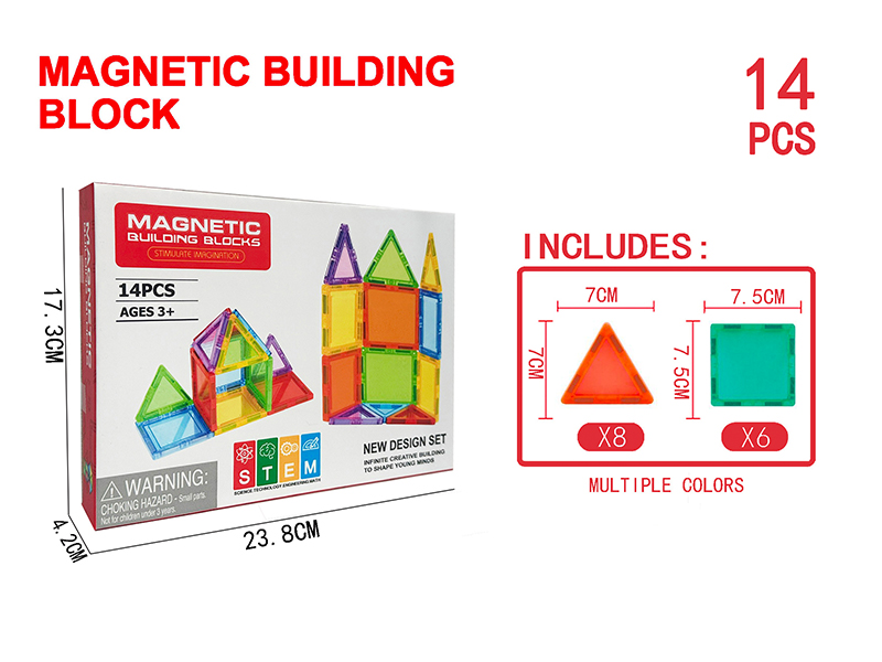 Transparent Magnetic Building Block Set 14PCS