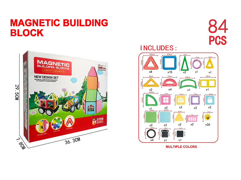 Transparent Magnetic Building Block Set 84PCS