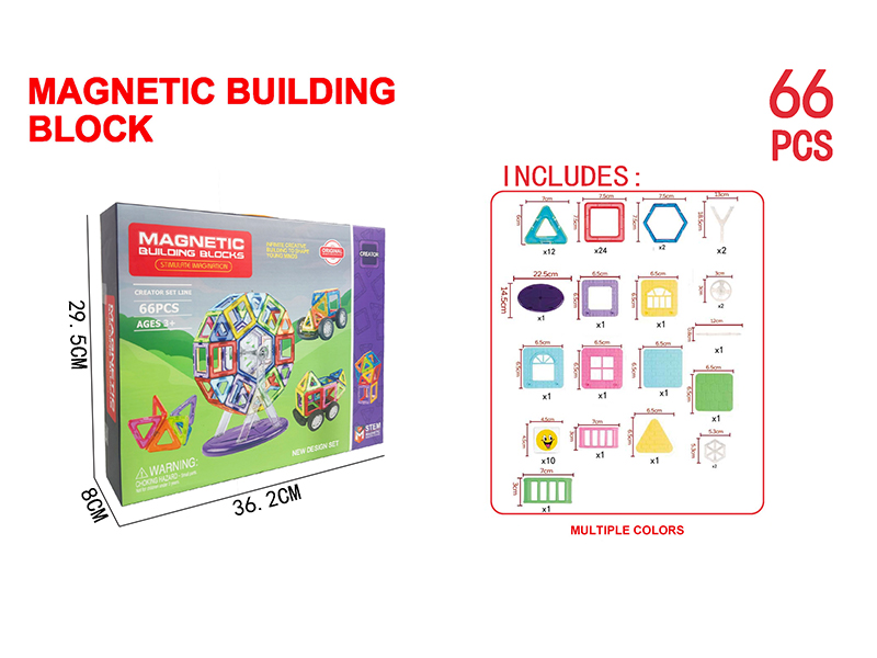 Transparent Magnetic Building Block Set 66PCS