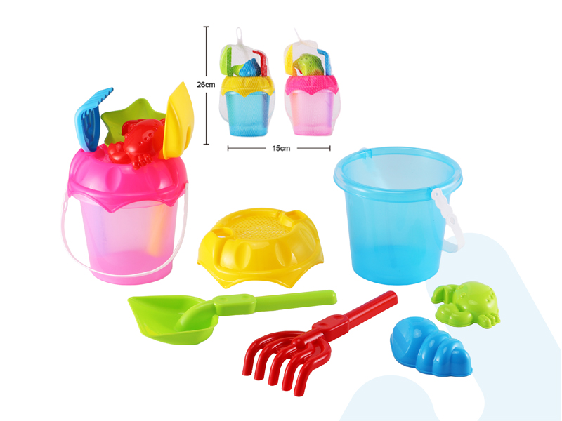 Transparent Bucket Beach Toy Set