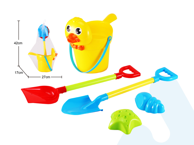 Large Yellow Duck Bucket Beach Toy Set