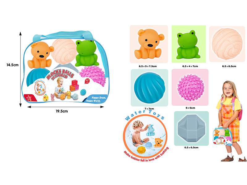 Baby Bathroom Soft Rubber Animal Ball(6PCS）