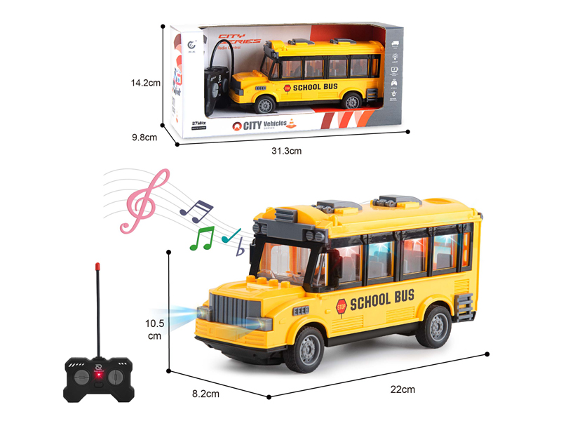 1:28 27MHz 4CH R/C School Bus With Light And Music