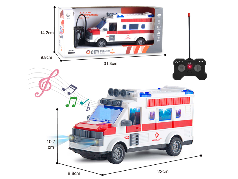 1:28 27MHz 4CH R/C Ambulance With Light And Music