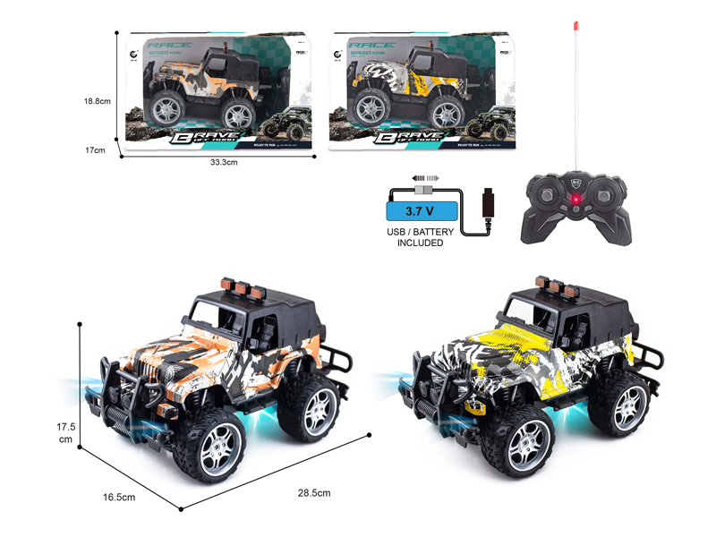 1:14 27MHz 4CH R/C Jeep Wrangler Off-Road Graffiti Racing Car With Light