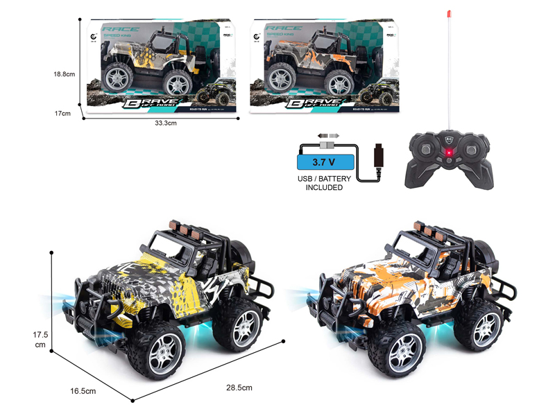 1:14 27MHz 4CH R/C Jeep Wrangler Off-Road Graffiti Racing Car With Light