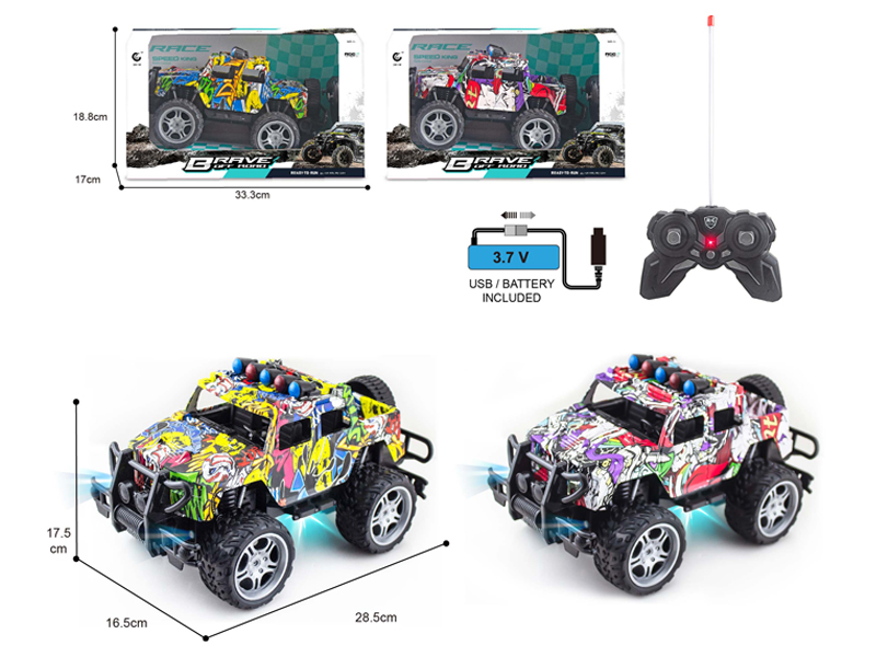 1:14 27MHz 4CH R/C Hummer Off-Road Graffiti Racing Car With Light