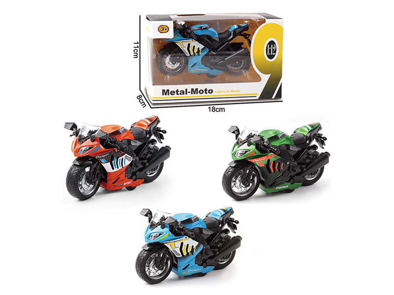 1:12 Pull Back Alloy Kawasaki Motorcycle With Music