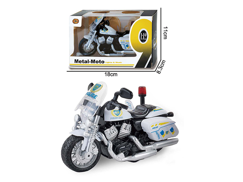 1:12 Pull Back Alloy Police Motorcycle With Music