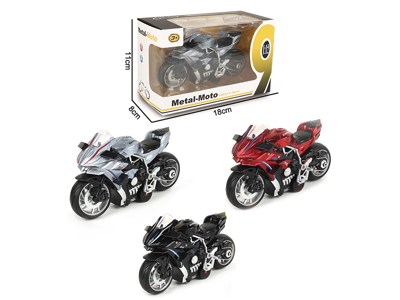 1:12 Pull Back Alloy Kawasaki H2R Motorcycle With Music