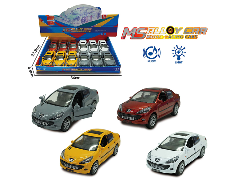 Peugeot 207 Pull Back Alloy Taxi Car(12PCS)