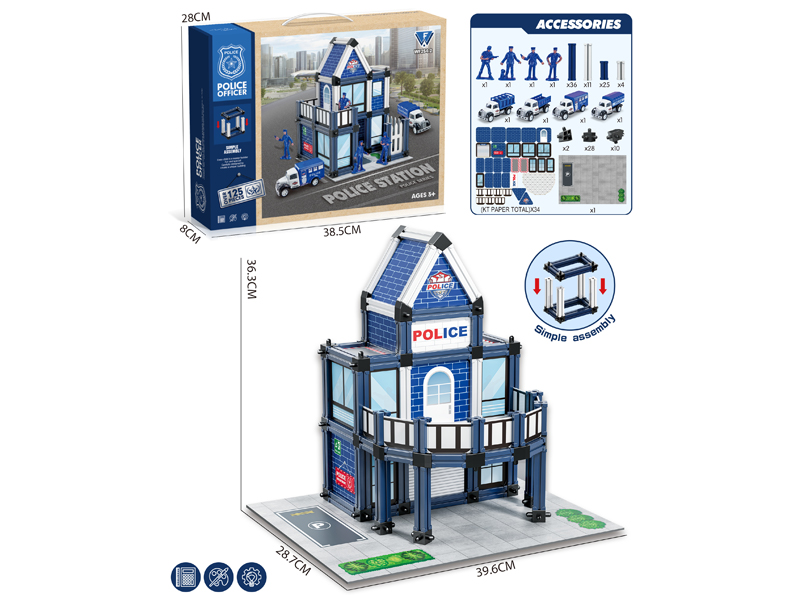 159PCS DIY Building Block Police Puzzle House Toy