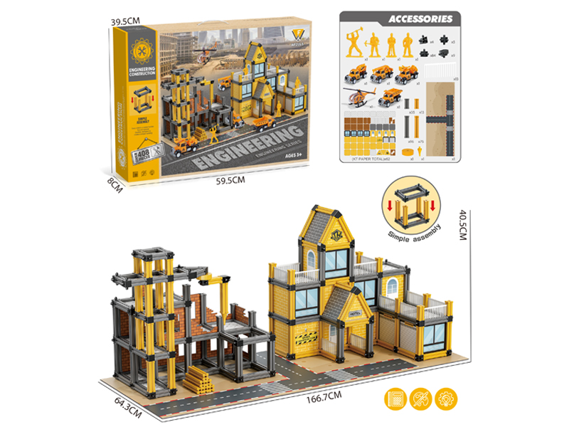 408PCS DIY Building Block Engineering Puzzle House Toy