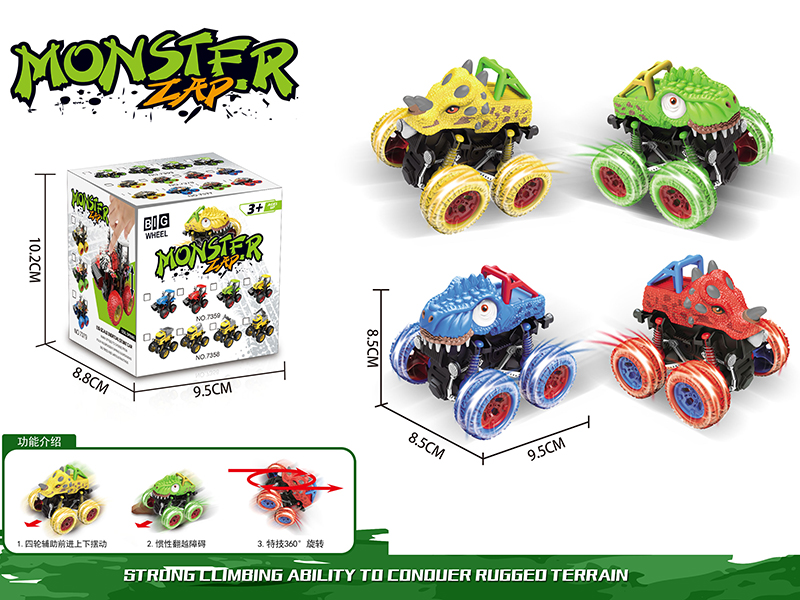 Friction 4WD Dinosaur Stunt Car