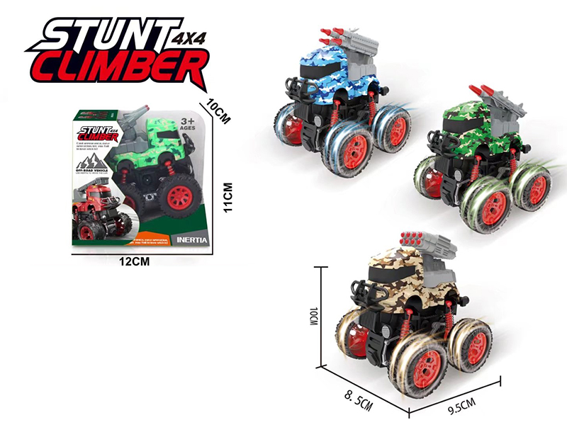 Friction 4WD Stunt Military Truck