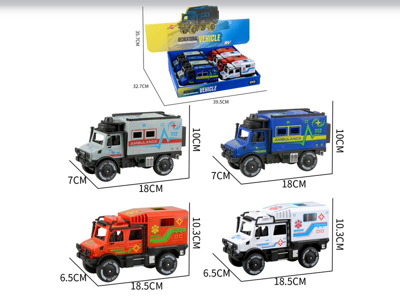 8PCS Large Friction Unimog Ambulance