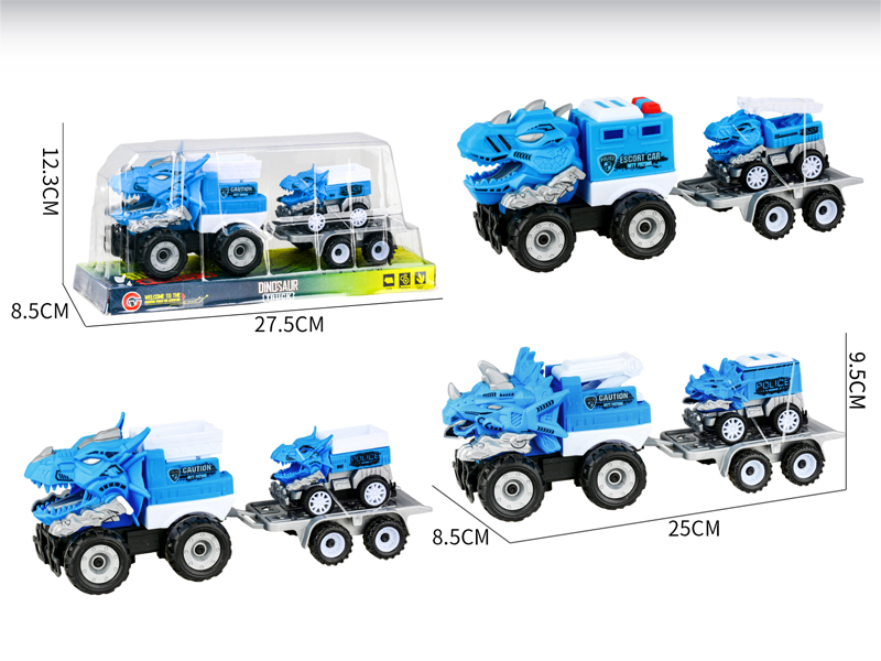 Medium Large Friction Dinosaur Police Car+1PCS Pull Back Dinosaur Car