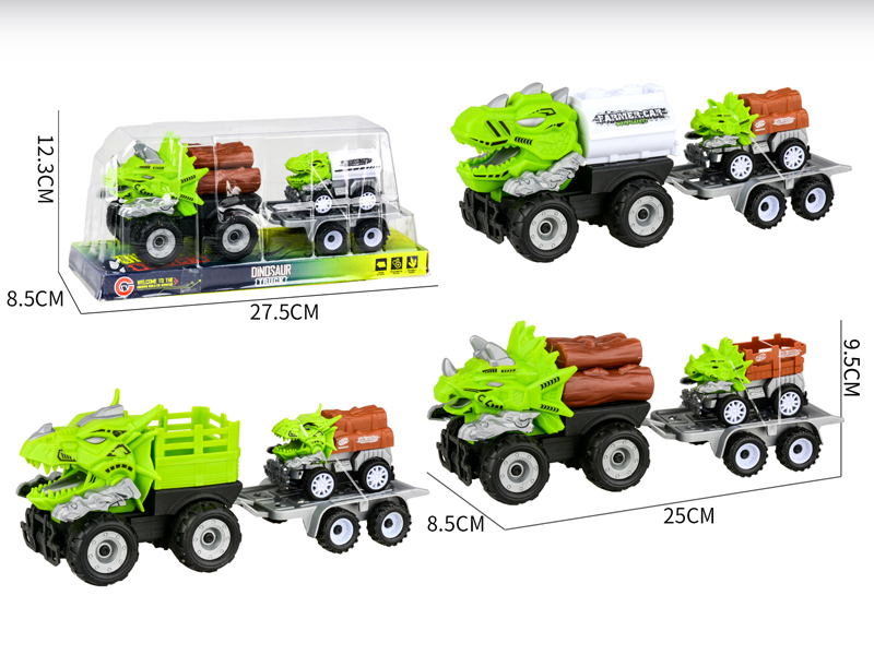 Medium Large Friction Dinosaur Farmer's Car+1PCS Pull Back Dinosaur Car