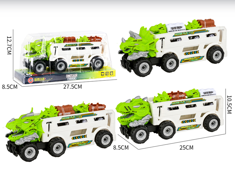 Medium Large Friction Dinosaur Farmer's Car+2PCS Pull Back Dinosaur Car