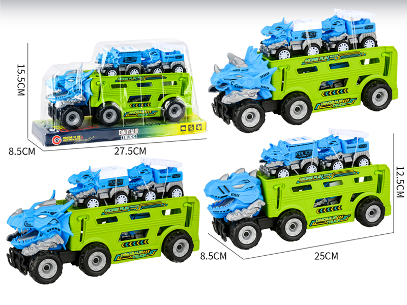 Medium Large Friction Dinosaur Police Car+3PCS Pull Back Dinosaur Car