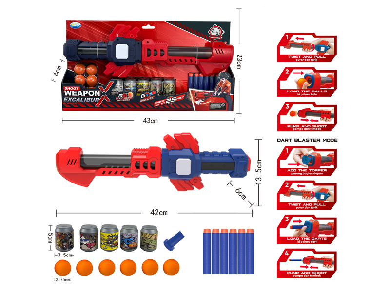 2-In-1 Sword Air Kinetic Gun+12 EVA Bullets