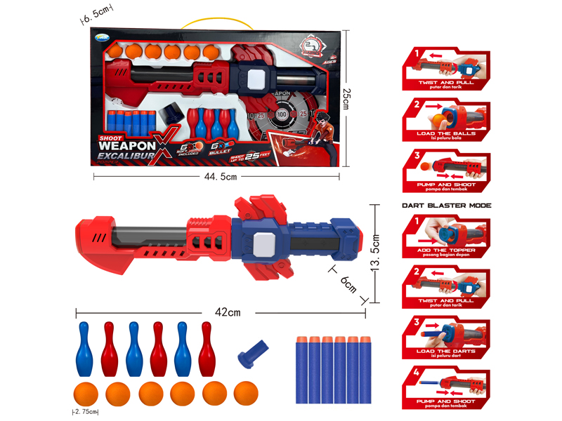 2-In-1 Sword Air Kinetic Gun+12 EVA Bullets