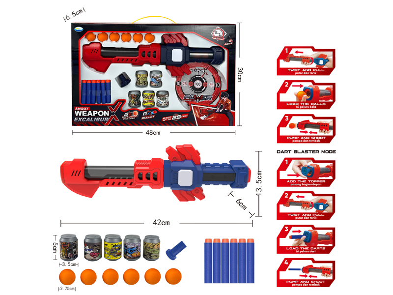 2-In-1 Sword Air Kinetic Gun+12 EVA Bullets