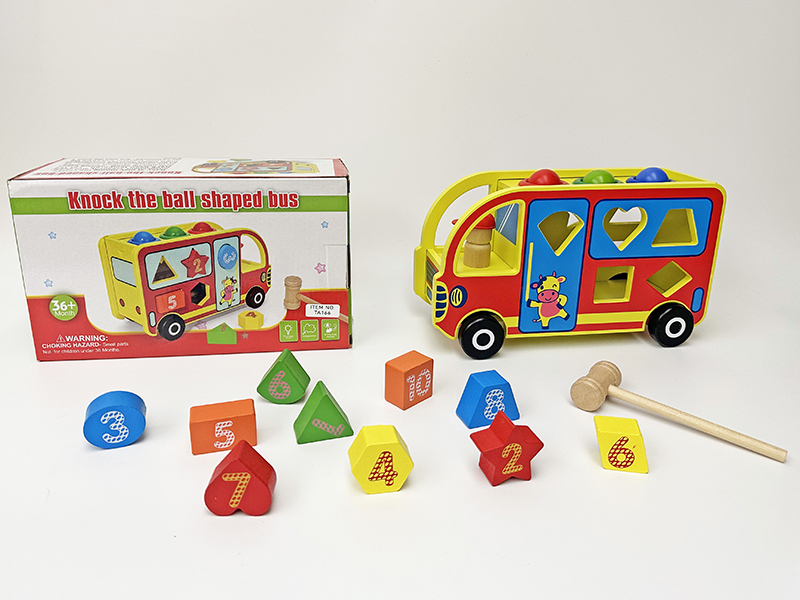 Wooden Toys Knock The Ball Shaped Bus