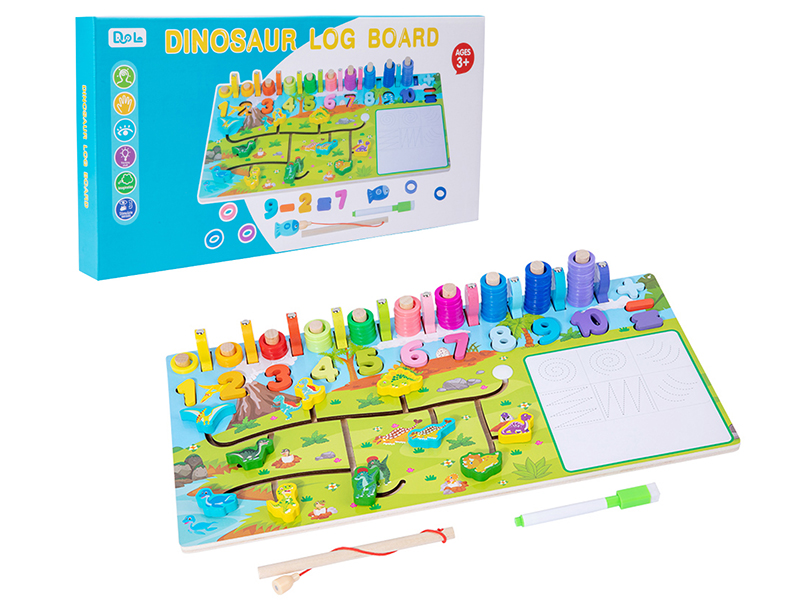 Wooden Dinosaur Multifunctional Log Board