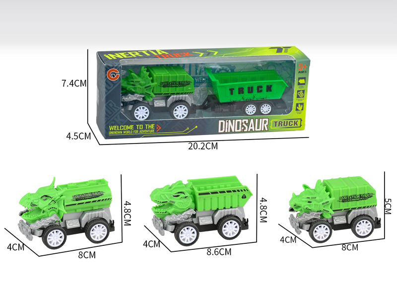 Small Pull Back Dinosaur Sanitation Vehicle