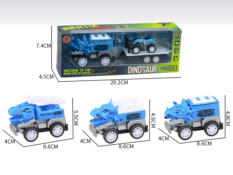 Small Pull Back Dinosaur Police Car