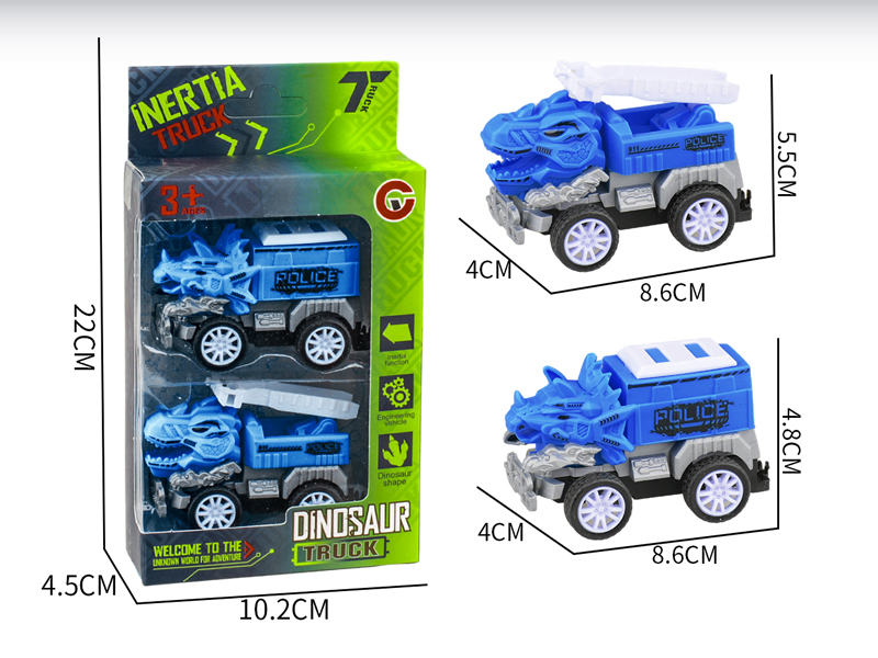 Small Pull Back Dinosaur Police Car 2PCS